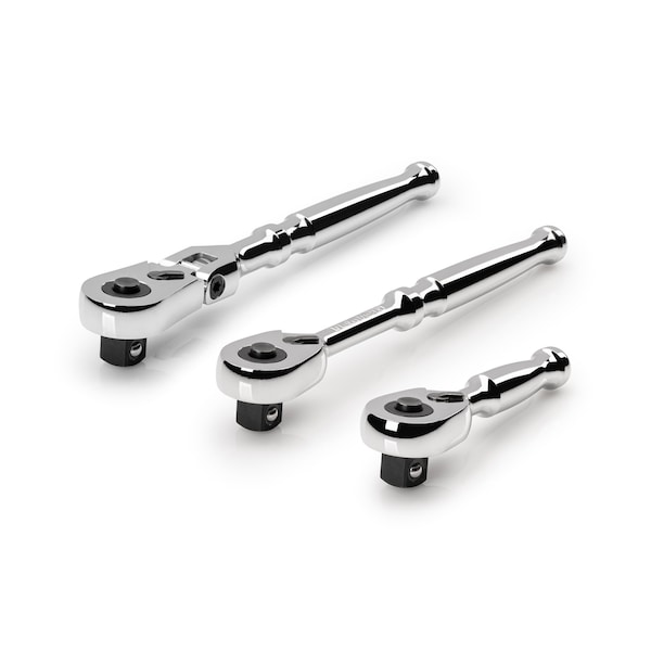 3/8 Inch Drive Quick-Release Small Body Ratchet Set, 3-Piece (3, 6 in., 6 in. flex)